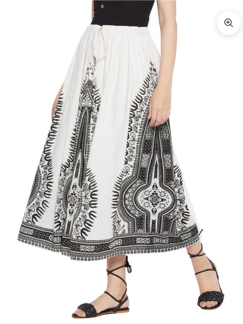 GYPSIE BLU DASHIKI WHITE RAYON SKIRT